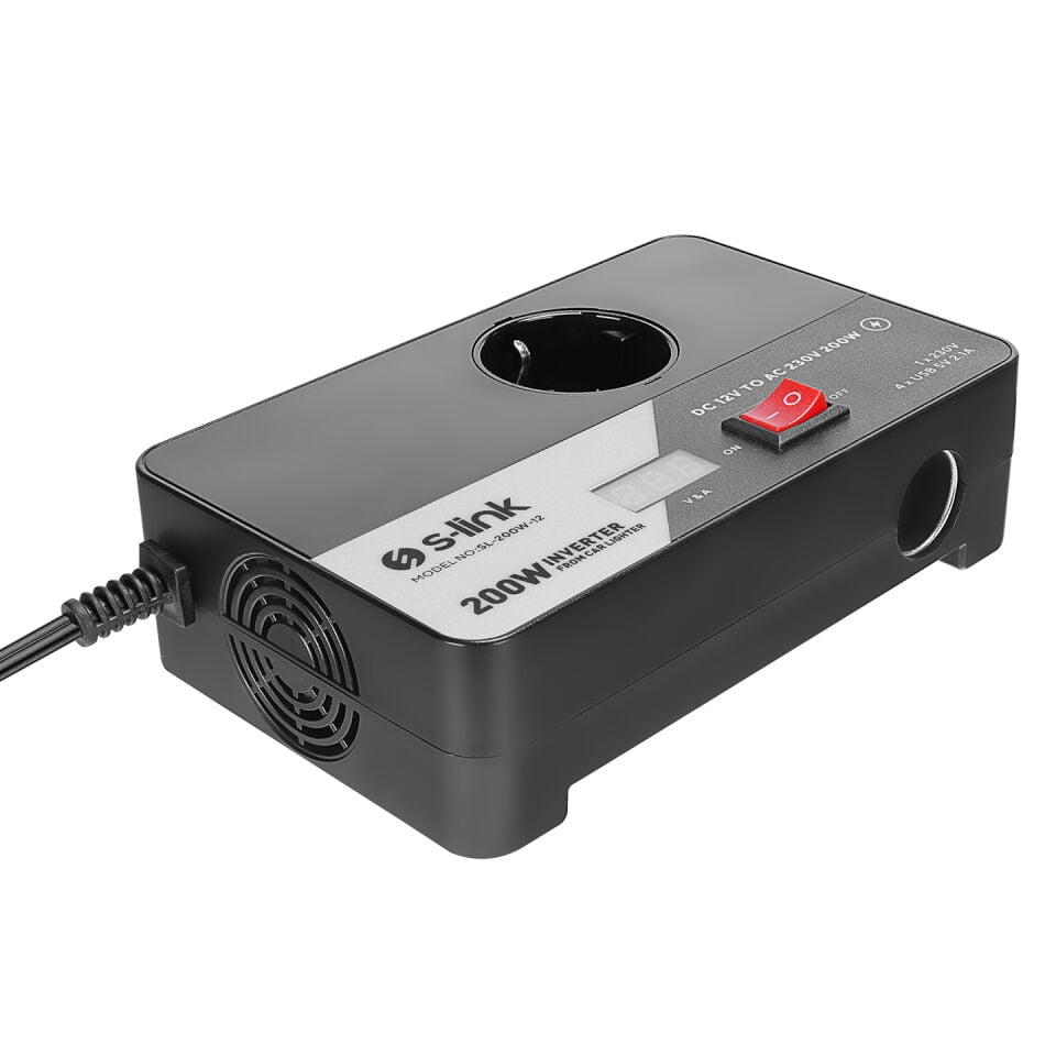 S-Link SL-200W-12 200W DC12V-AC230 Çakmaktan Power Inverter