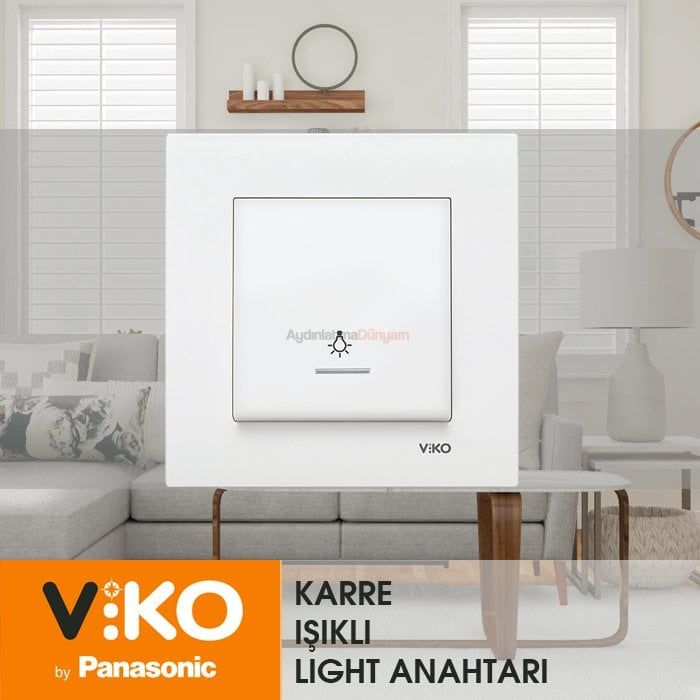 Viko Karre Beyaz Işıklı Lıght Anahtarı Çerceve Dahil
