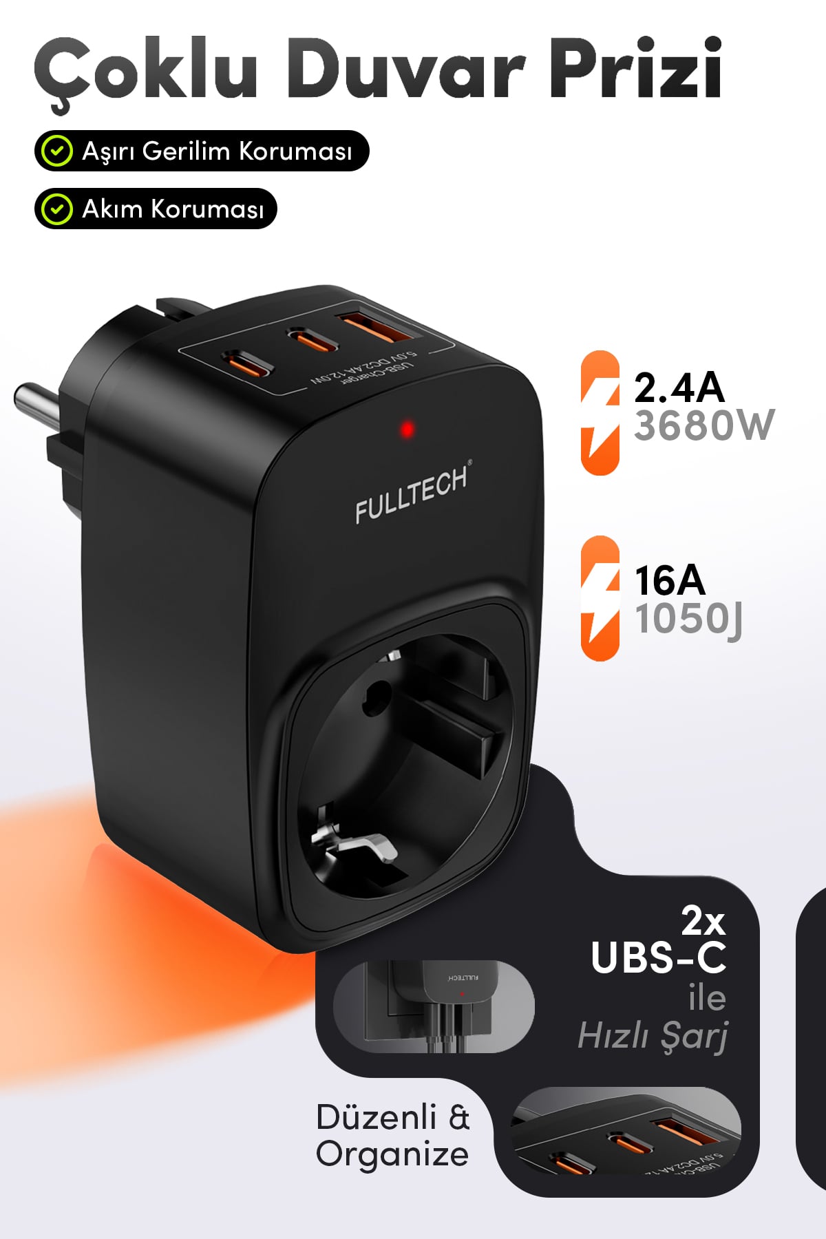 Fulltech Çoklu Duvar Prizi