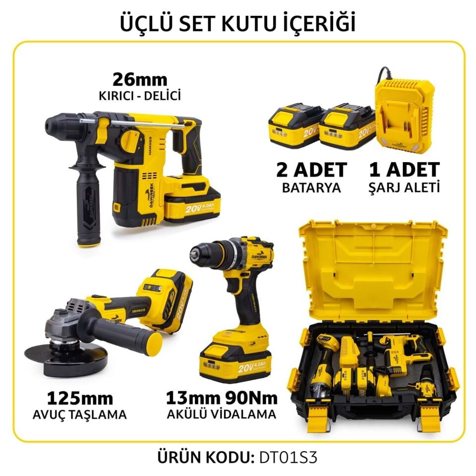 Dawreek Akülü 3'lü Set DT01S3