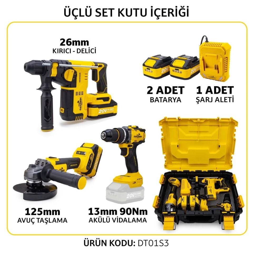 Dawreek Akülü 3'lü Set DT01S3