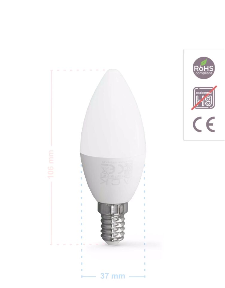 ACK 7W 220-240V E14 3000K Mum Led Ampul AA09-00710