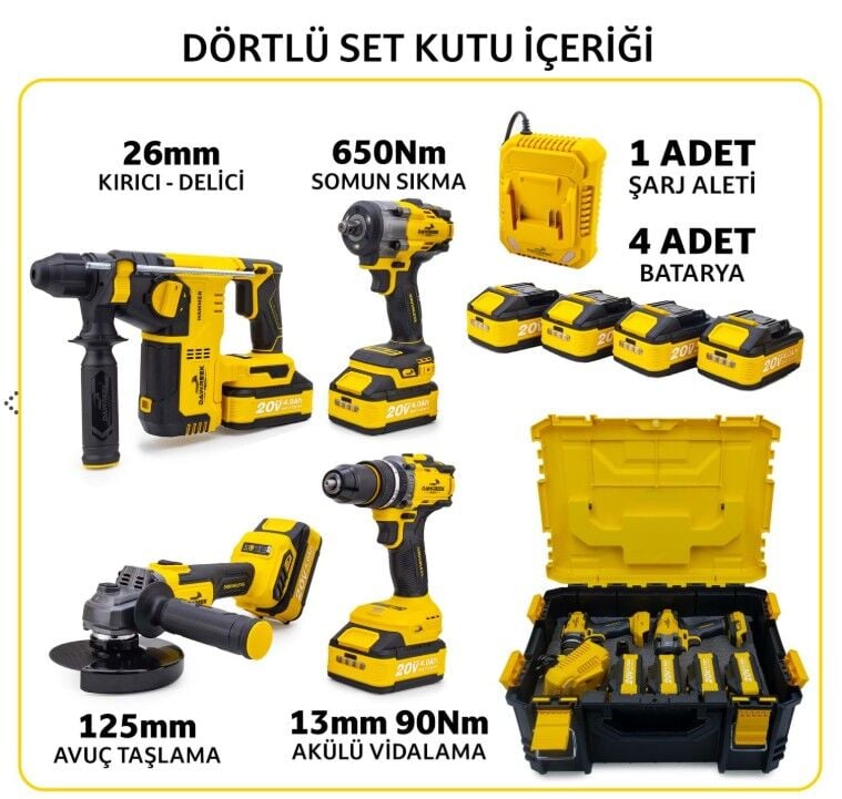 Dawreek Akülü 4'lü Set DT02S4