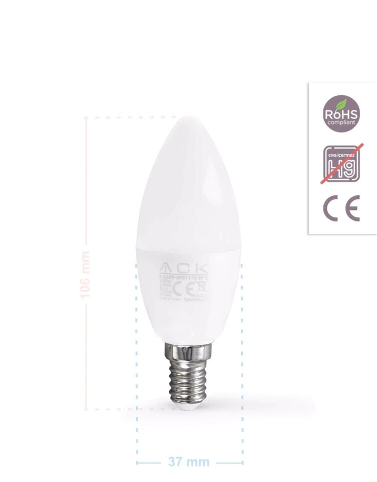 ACK 7W 220-240V E14 4000K Mum Led Ampul AA09-00711