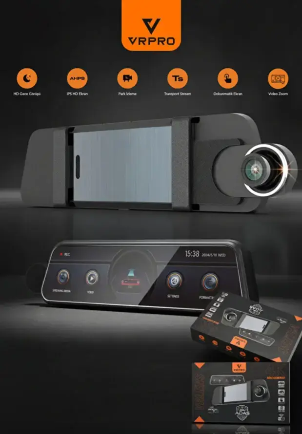 Araç Kayit Kamerasi 2 Kamerali 10''Dokunmatik Adas Bsd 4K+2K Vrpro Vrlens