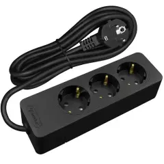 Seldur Üçlü Toprakli Priz, 3m, ÇK Siyah G3TD31S