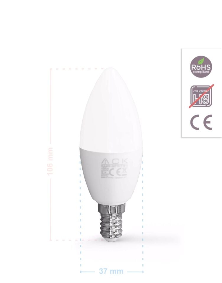 ACK 7W 220-240V E14 6500K Mum Led Ampul AA09-00713