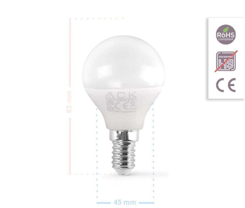 ACK 5W 220-240V E14 3000K Top Led Ampul AA11-00510