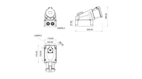 Bemis  4/63A. 90° Eğik P. Prizli Duvar Priz   IP44 BC1-4504-2537