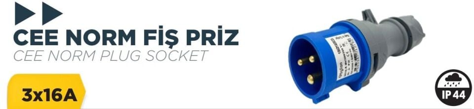 BYLION Cee Norm 16A 220V Ip44 3K Düz Fis