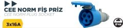 BYLION Cee Norm 16A 220V Ip44 3K Uzatma Prizi