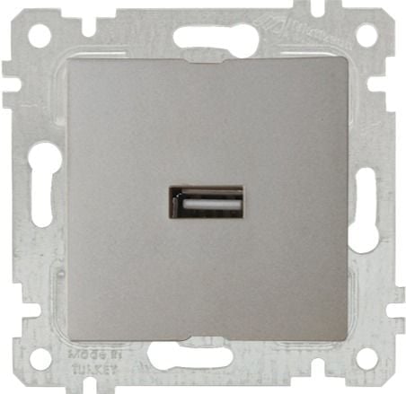 Mutlusan Rita Mek Tuş Tekli Usb Şarj Prizi Titanyum - 2200 448 0183