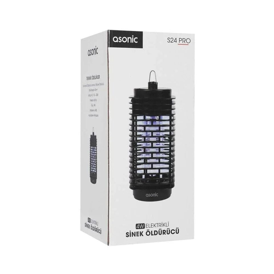 Asonic S24 Pro Kokusuz Tasinabilir Led Mavi Isikli Sinek Öldürücü Siyah 4W