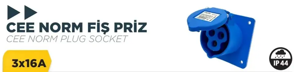 BYLION Cee Norm 16A 220V Ip44 3K Makine Prizi
