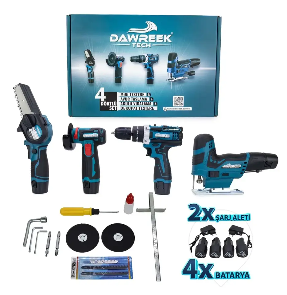 Dawreek DÖRTLÜ SET MKY (Mini testere+ avuç taşlama+akülü vidalama+dekupaj)