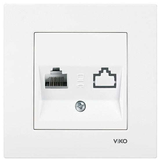 Viko Karre Beyaz Tekli Data Cat6  Çerceve Dahil