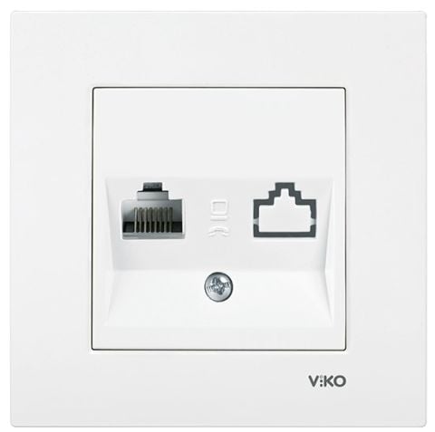 Viko Karre Beyaz Tekli Data Cat6  Çerceve Dahil