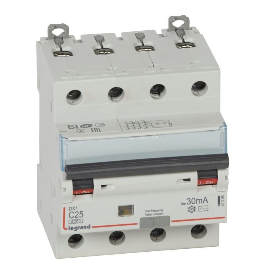 Legrand  DX³ RCBO 25A 4P AC tipi 30mA  LEG-411188
