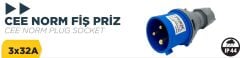 BYLION Cee Norm 32A 220V Ip44 3K Düz Fis
