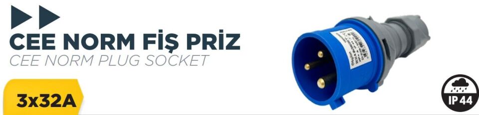 BYLION Cee Norm 32A 220V Ip44 3K Düz Fis