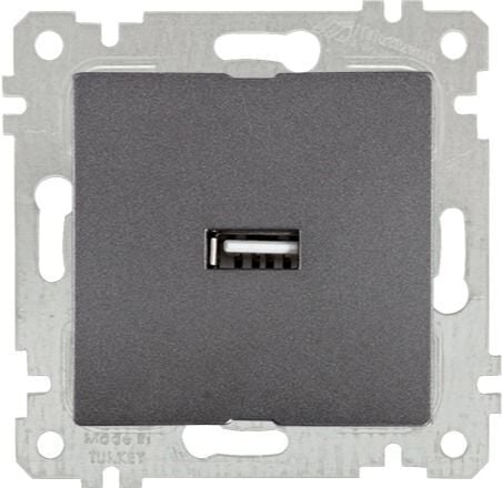 Mutlusan Rita Mek Tuş Tekli Usb Şarj Prizi Füme - 2200 448 0195