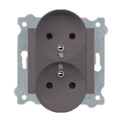 Exen Mocha Modül+Kapak  Ikili Çocuk Korumali Ups Toprakli Priz (Tekli Çerçeve)