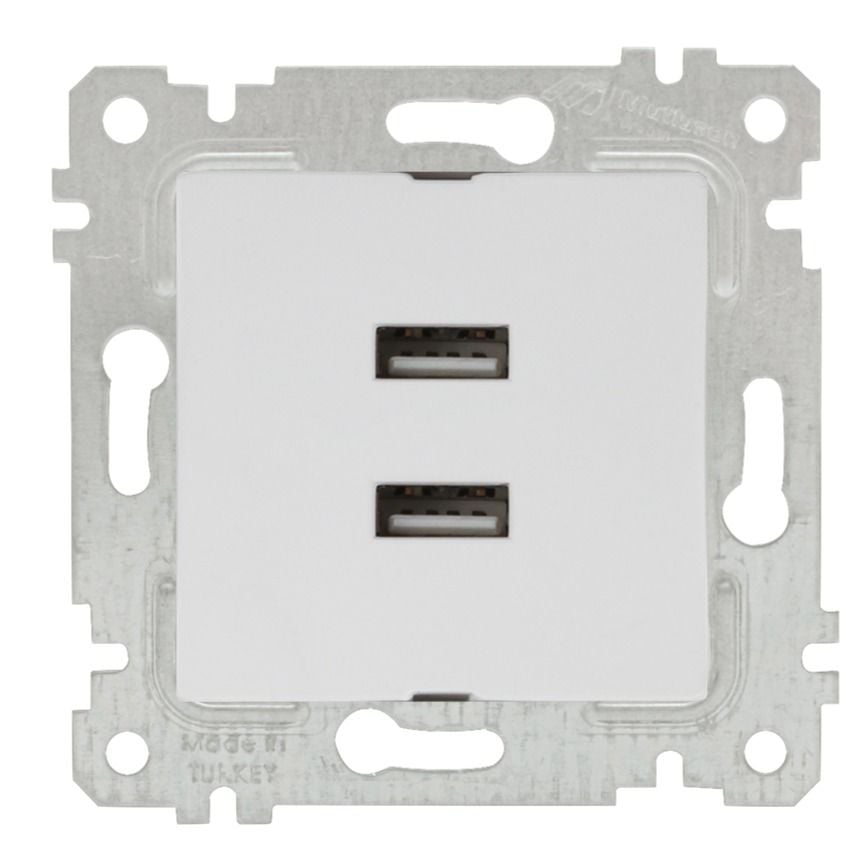 Mutlusan Rita Mek Tuş İkili Usb Şarj Prizi Beyaz - 2200 449 0101