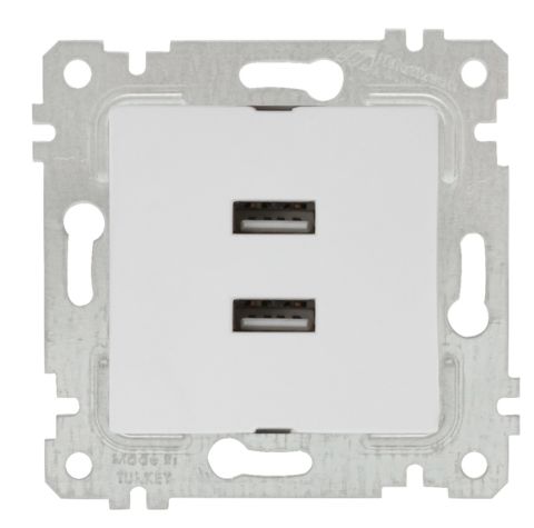 Mutlusan Rita Mek Tuş İkili Usb Şarj Prizi Beyaz - 2200 449 0101