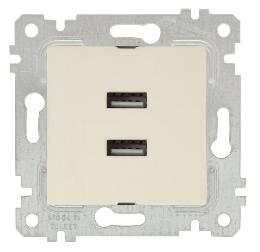 Mutlusan Rita Mek Tuş İkili Usb Şarj Prizi Krem - 2200 449 0102