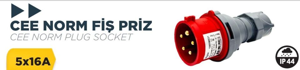 BYLION Cee Norm 16A 380V Ip44 5K Düz Fis