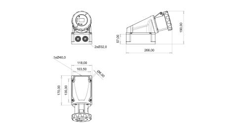Bemis  4/63A. 90° Eğik Duvar Priz   IP67 BC1-4504-7535