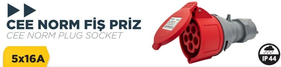 BYLION Cee Norm 16A 380V Ip44 5K Uzatma Prizi