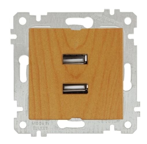 Mutlusan Rita Mek Tuş İkili Usb Şarj Prizi Meşe - 2200 449 0158