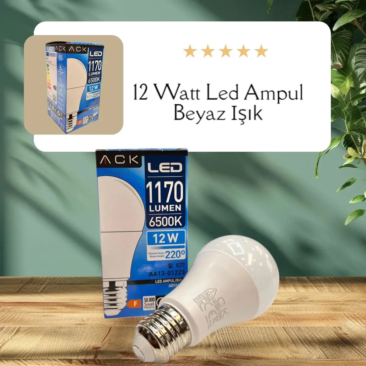 ACK 12W 220-240V E27 6500K A60 Led Ampul AA13-01223 en uygun fiyatlı satıcı