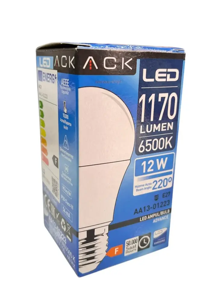 ACK 12W 220-240V E27 6500K A60 Led Ampul AA13-01223