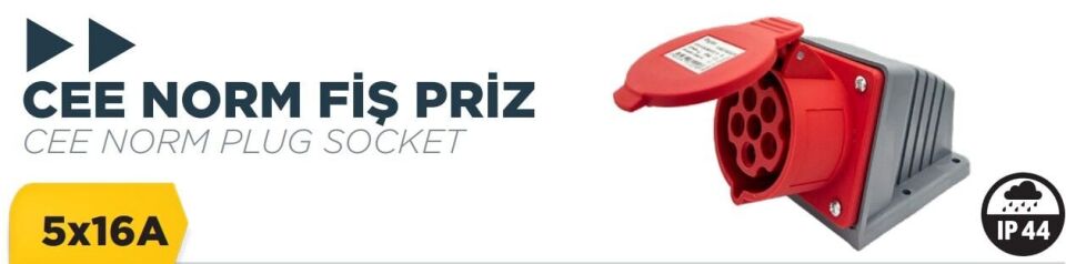 BYLION Cee Norm 16A 380V Ip44 5K Duvar Prizi