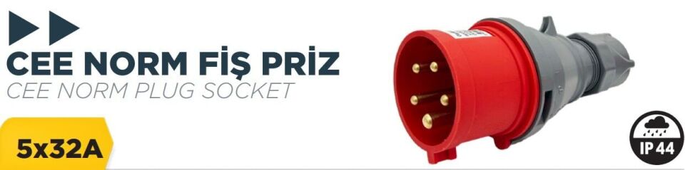BYLION Cee Norm 32A 380V Ip44 5K Düz Fis