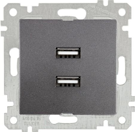 Mutlusan Rita Mek Tuş İkili Usb Şarj Prizi Füme - 2200 449 0195