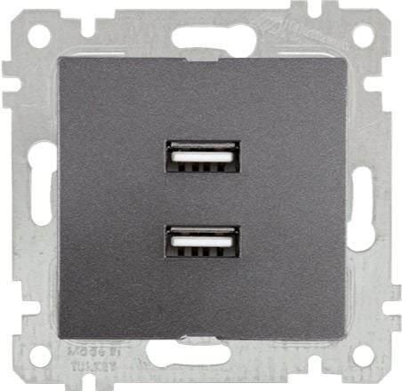 Mutlusan Rita Mek Tuş İkili Usb Şarj Prizi Füme - 2200 449 0195