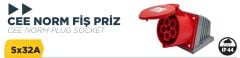 BYLION Cee Norm 32A 380V Ip44 5K Duvar Prizi