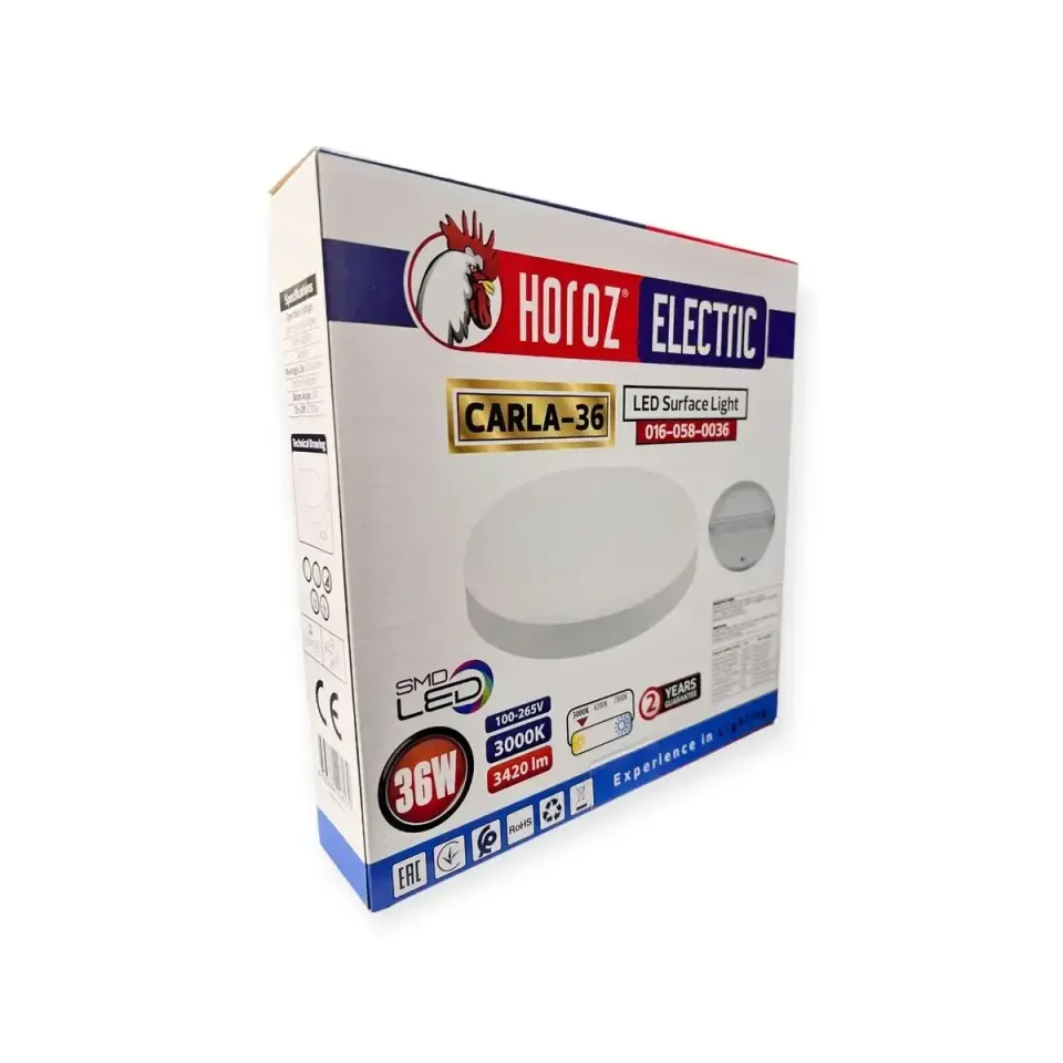 Horoz 36w Sıva Üstü Led Panel Yuvarlak Günışığı 3000K Carla-36