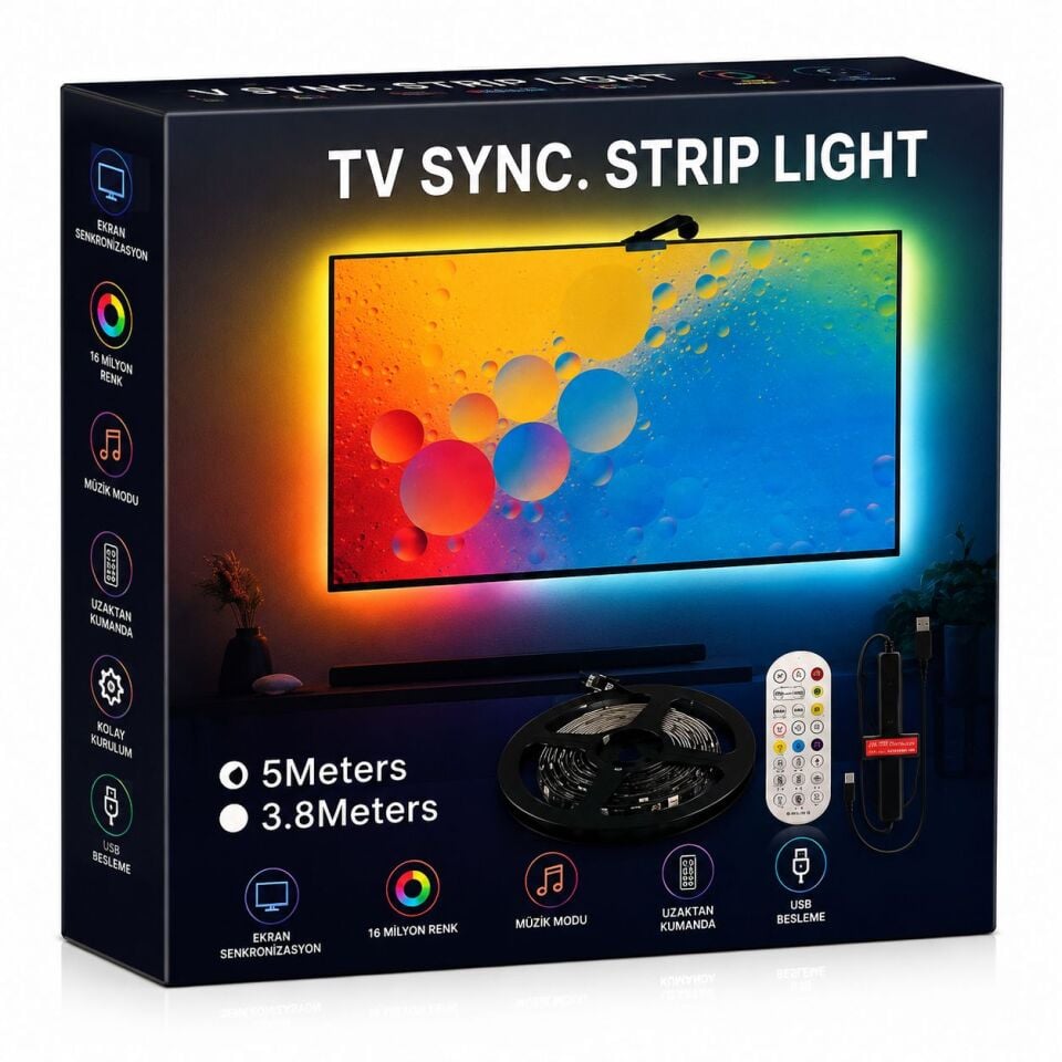 Tv Arkasi 5 Mt Serit Rgb + Kamera Usb 5V