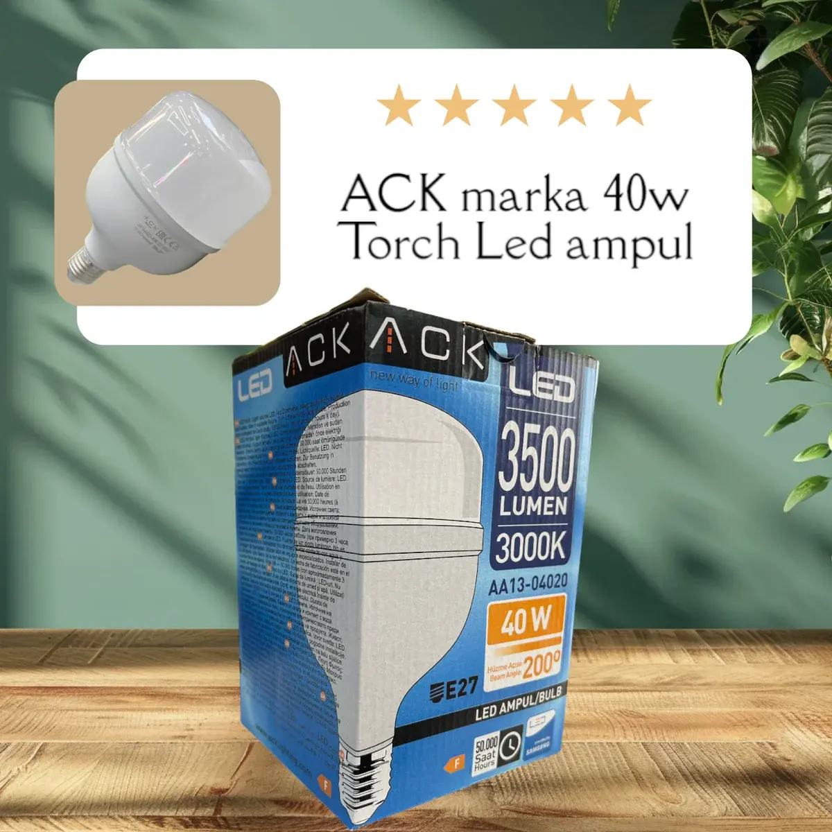 ACK 40W 220-240V E27 3000K T120 Led Ampul AA13-04020 en uygun fiyatlı satıcı