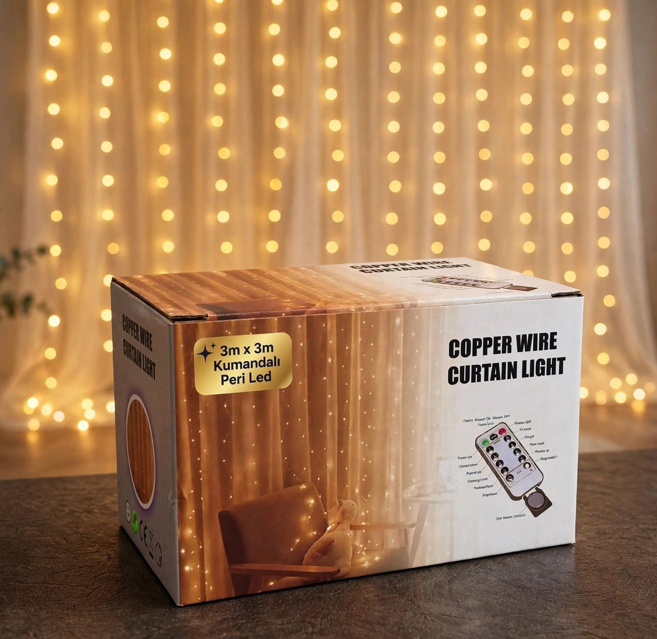 Perde Led Işık 3 X 3 Metre 300 Ledli Kumandalı Usb'li 8 Animasyonlu