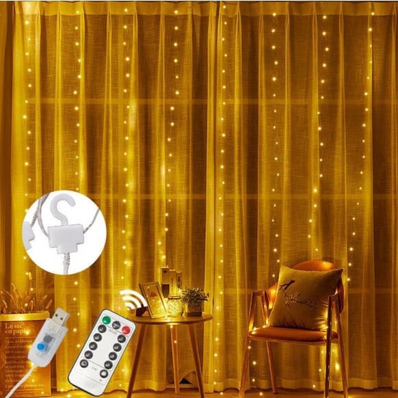 Perde Led Işık 3 X 3 Metre 300 Ledli Kumandalı Usb'li 8 Animasyonlu