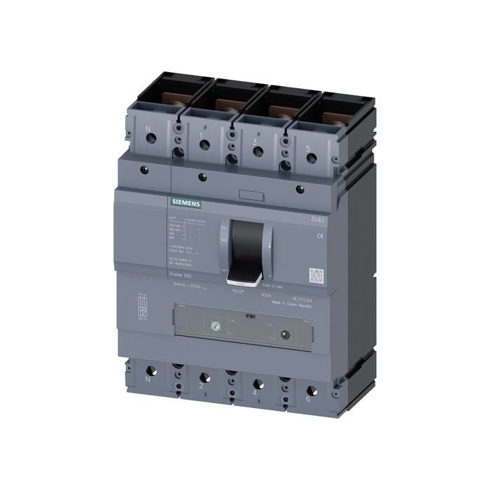 Siemens Sentron Serisi Kompakt Tip Termik Manyetik Güç Şalteri; 3Va14; 70Ka; Termik Ayarli; Manyetik Ayarli; 440-630A; 4 Kutuplu 3VA1463-6EF42-0AA0