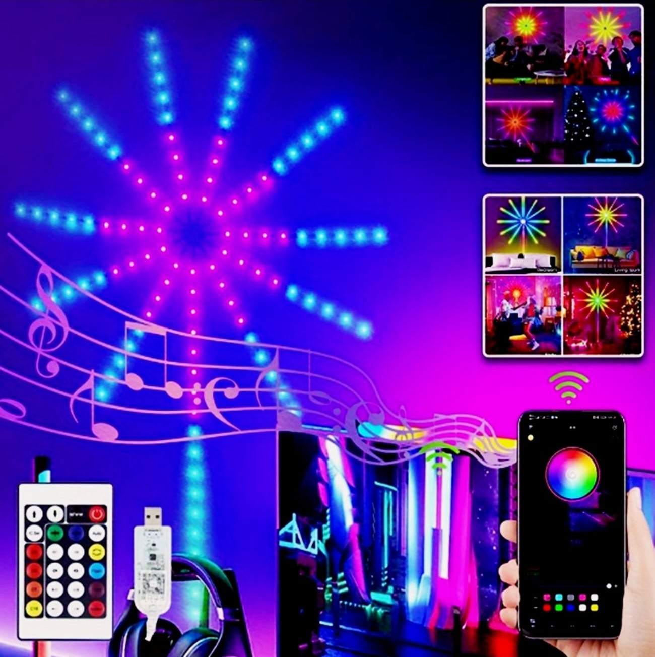 Kumandali Havai Gökkusagi LED Serit RGB