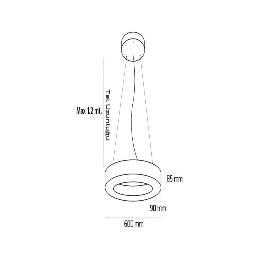 Goya Gy 8112-60 Cm Siyah Kasa 80W 4000K Linear Armatür