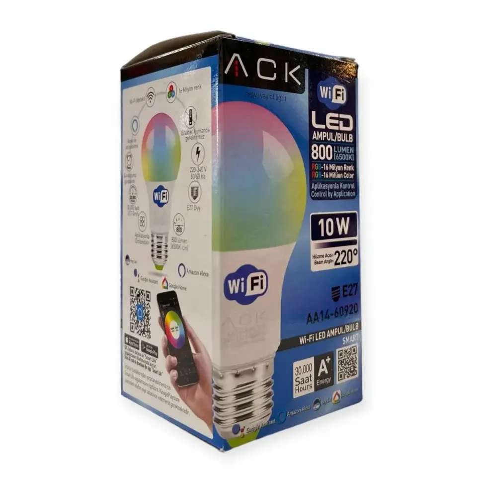 ACK AA14-60920 10W E27 Wi-Fi Akıllı Led Ampul