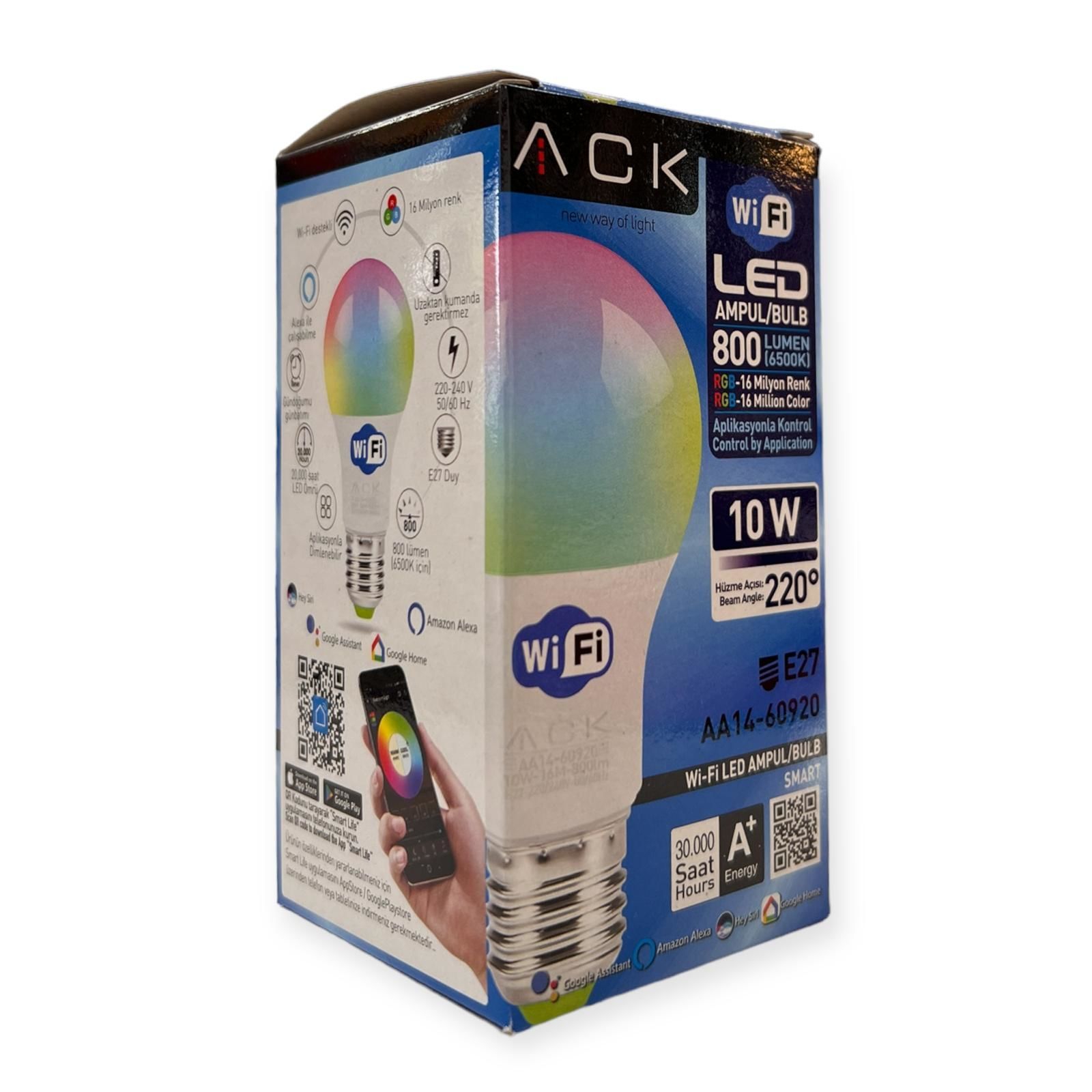 ACK AA14-60920 10W E27 Wi-Fi Akıllı Led Ampul